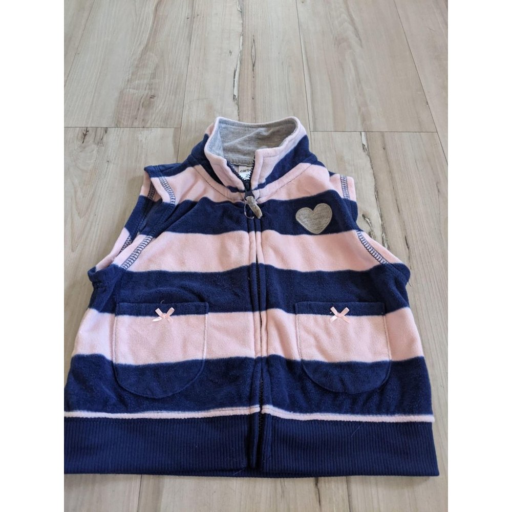 Carter’s Girls Striped Blue Vest Full Zip Closure
